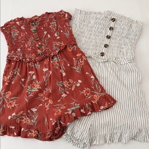 Bundle American Eagle Outfitters smocked strapless floral and striped romper S